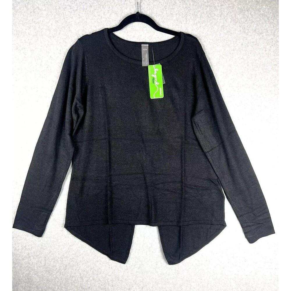 Zuda Sweater Womens Medium Black Ecovero Crossback Athleisure NWT